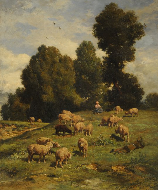 Moutons au pâturage (Carneros pastando)